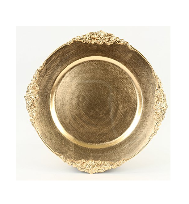 Fancy Design Brass Wedding Charger Plates Fancy Designing Gold Color With Round Shape Hammered Design Luxury Plated