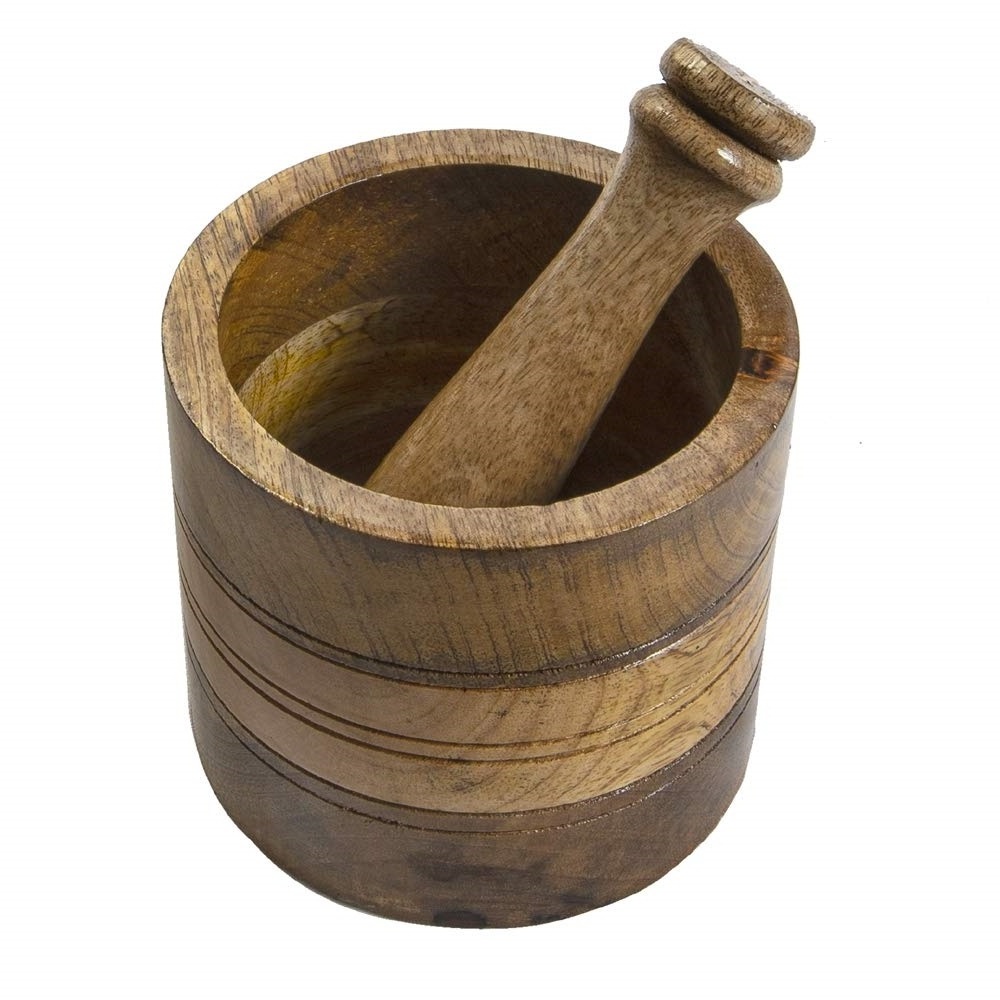 Antique Olive Wood Mortar and Pestle Set Garlic Pepper Herb Spice Pellet Grinder Wood Guacamole Maker for hot selling