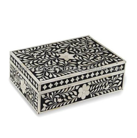 Attractive Design Bone Inlay Floral Square Jewelry Box Gift Boxes Trinket Keeping Storage for customized size