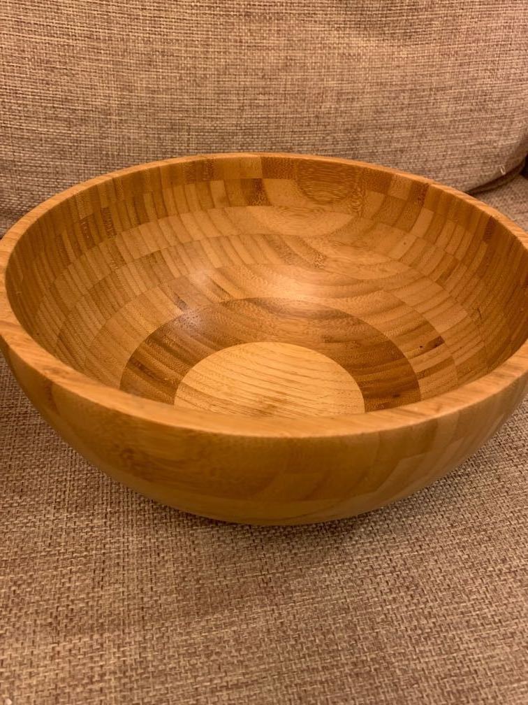 Reusable Concrete Multi Functional  Kitchen Restaurant Buffet Fruit Salad Bowl  wood Large Capacity Round Shape