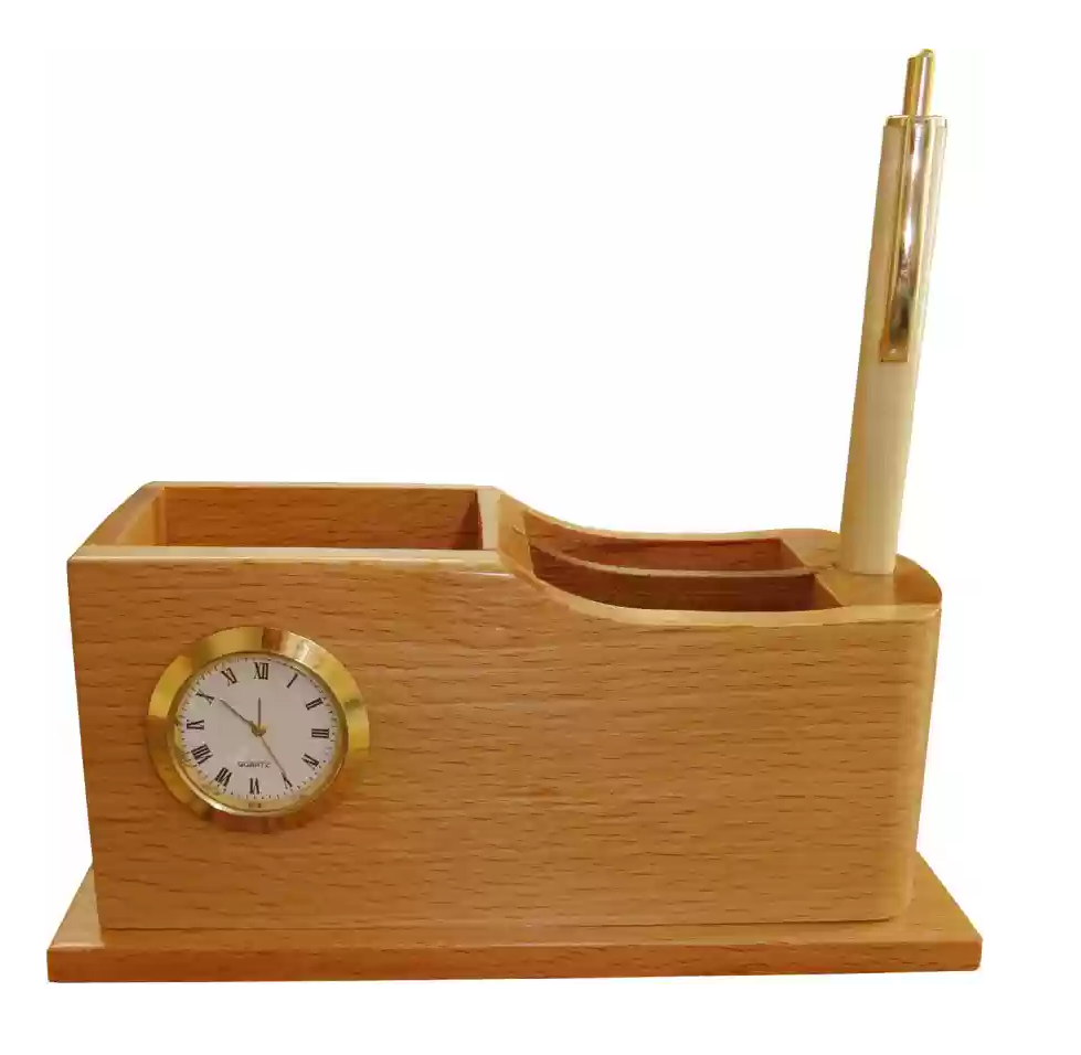 Modern Wooden Digital Wood Mini Table Top Pen Holder Alarm Clock for Office with design piece with sale product