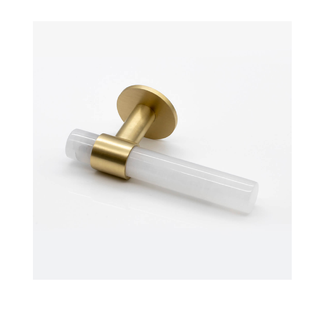 Best quality brass and marble door handle white stone luxury design cabinet handle drawer door handle at low price