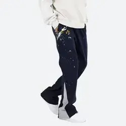 Custom Sweat Pants French Terry Baggy Stacked Flare Men Sweatpants 3d puff print stacked flared pants men