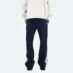 Custom Sweat Pants French Terry Baggy Stacked Flare Men Sweatpants 3d puff print stacked flared pants men