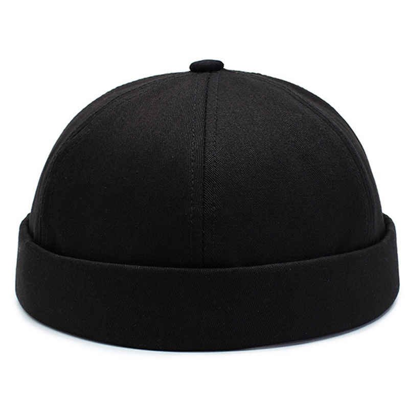 Custom Stylish Casual Street Visor Less Sailor Without Brim Skull Cap Rolled Cuff Cotton Brimless Hat