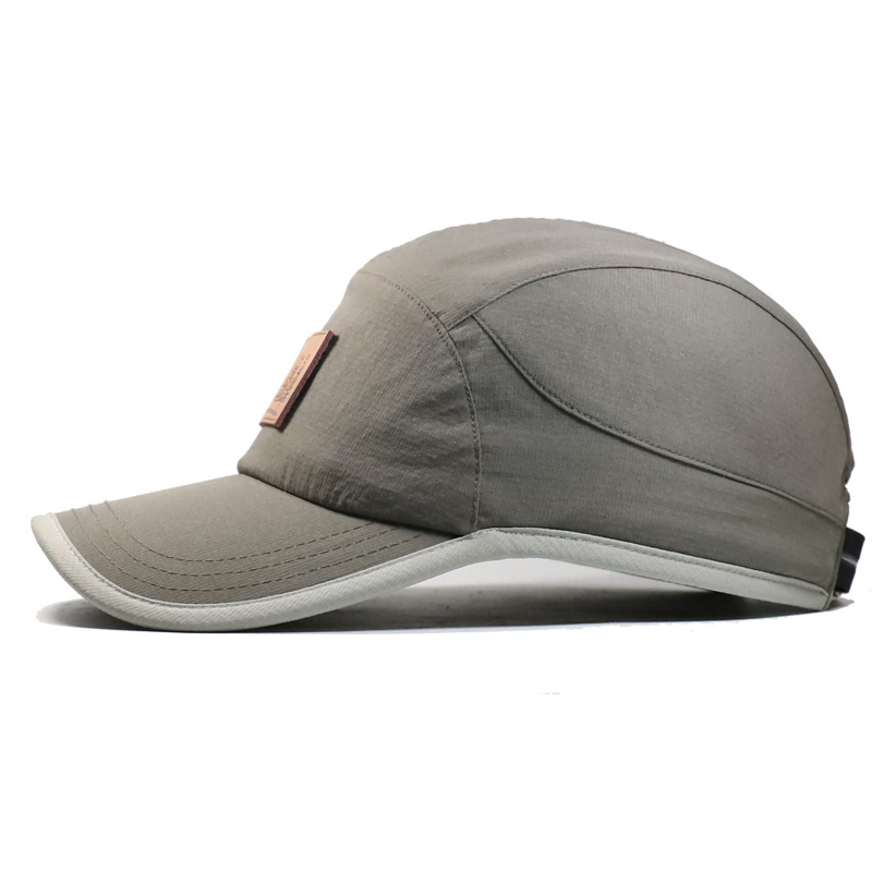 5 Panel Outdoor Men Gray Quick-Dry Polyester Sport Hat Summer Running Baseball Cap