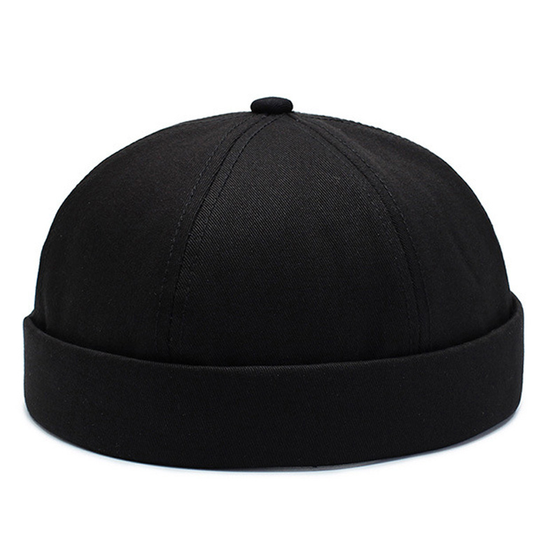 Custom Stylish Casual Street Visor Less Sailor Without Brim Skull Cap Rolled Cuff Cotton Brimless Hat