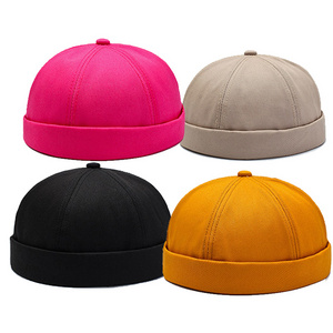 Custom Stylish Casual Street Visor Less Sailor Without Brim Skull Cap Rolled Cuff Cotton Brimless Hat