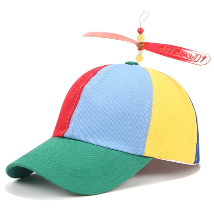 Custom Promotional Soft 6 Panel  Blank Multi Color Children cap with propeller Baseball Cap