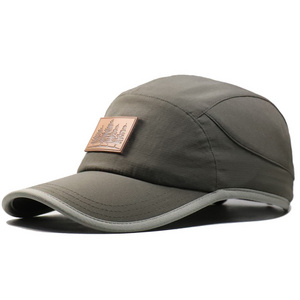 5 Panel Outdoor Men Gray Quick-Dry Polyester Sport Hat Summer Running Baseball Cap