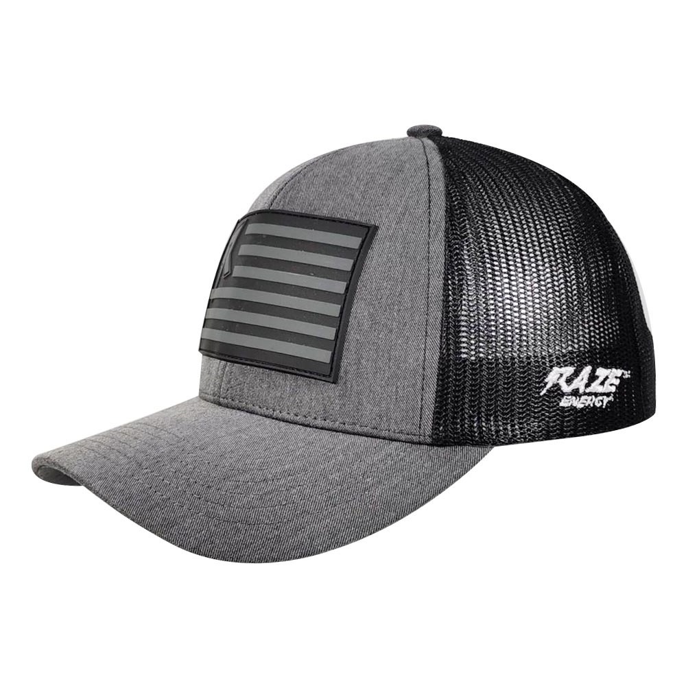 Custom 6 Panel Black Mesh Trucker Hat With Silicon Patch Logo Patch Heather Grey 112 Trucker Cap