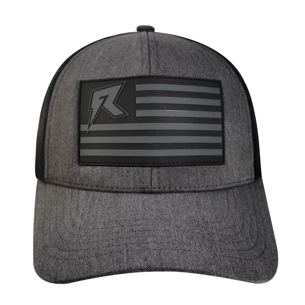 Custom 6 Panel Black Mesh Trucker Hat With Silicon Patch Logo Patch Heather Grey 112 Trucker Cap