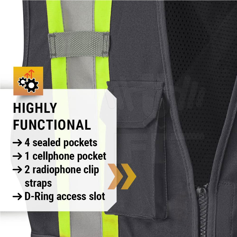 New Hi-Vis Safety Vest Reflective Zipper Jacket Worker Night Security Waistcoat Tops Vests With Pockets