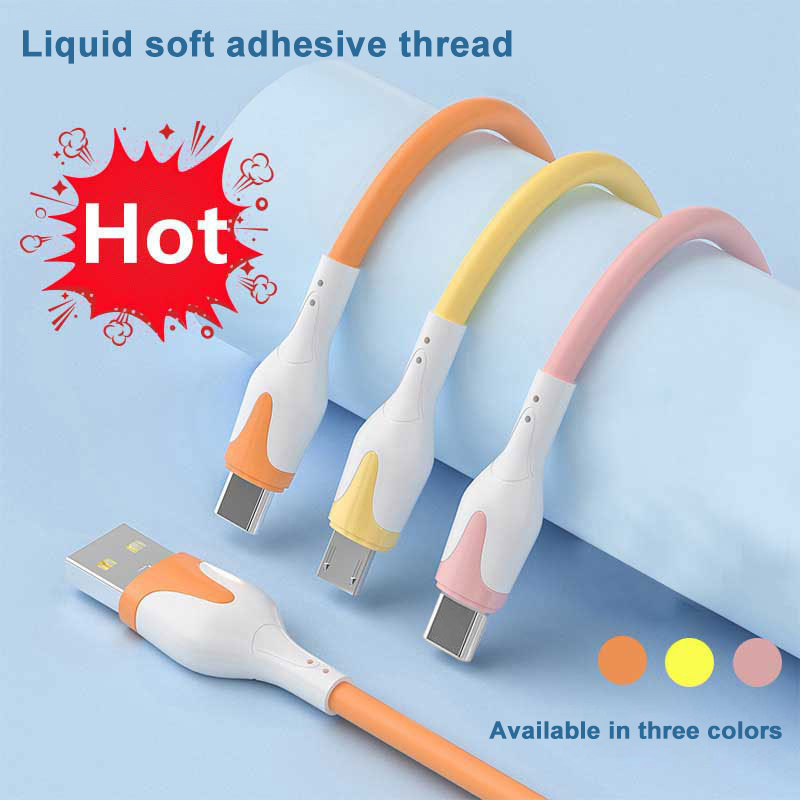 Hot Sale Wholesale Price Mobile Phone USB Cable Liquid Soft Glue Data Cable For Iphone 13 Android Type-C