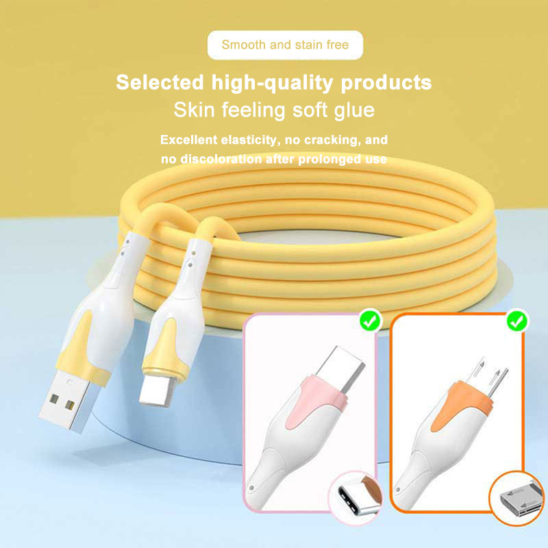 Hot Sale Wholesale Price Mobile Phone USB Cable Liquid Soft Glue Data Cable For Iphone 13 Android Type-C