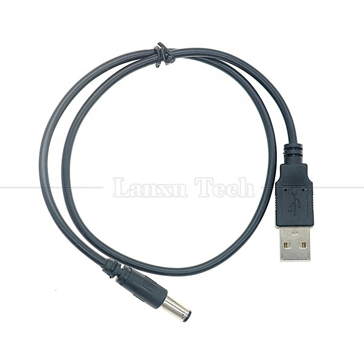 Custom 1m 5.5x2.1mm Barrel Jack USB to DC Power Cable