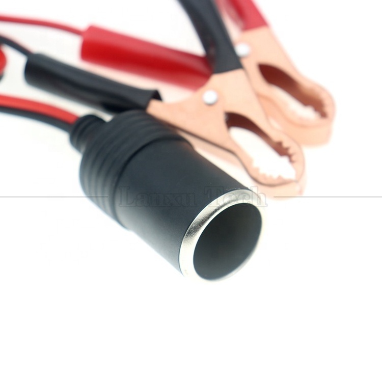 12V Battery Alligator Clips Clamp to Car Cigarette Lighter Female Socket Adapter Power Cable