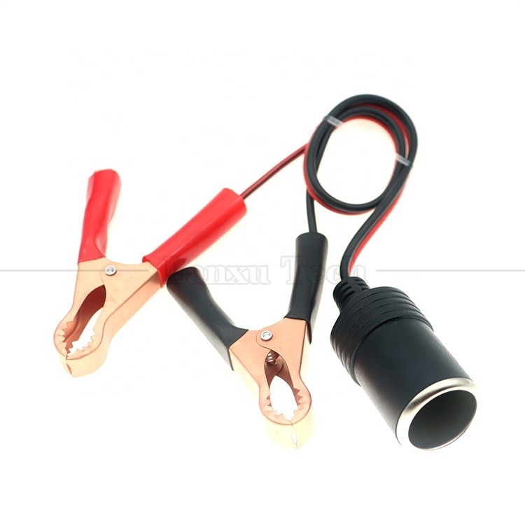 12V Battery Alligator Clips Clamp to Car Cigarette Lighter Female Socket Adapter Power Cable