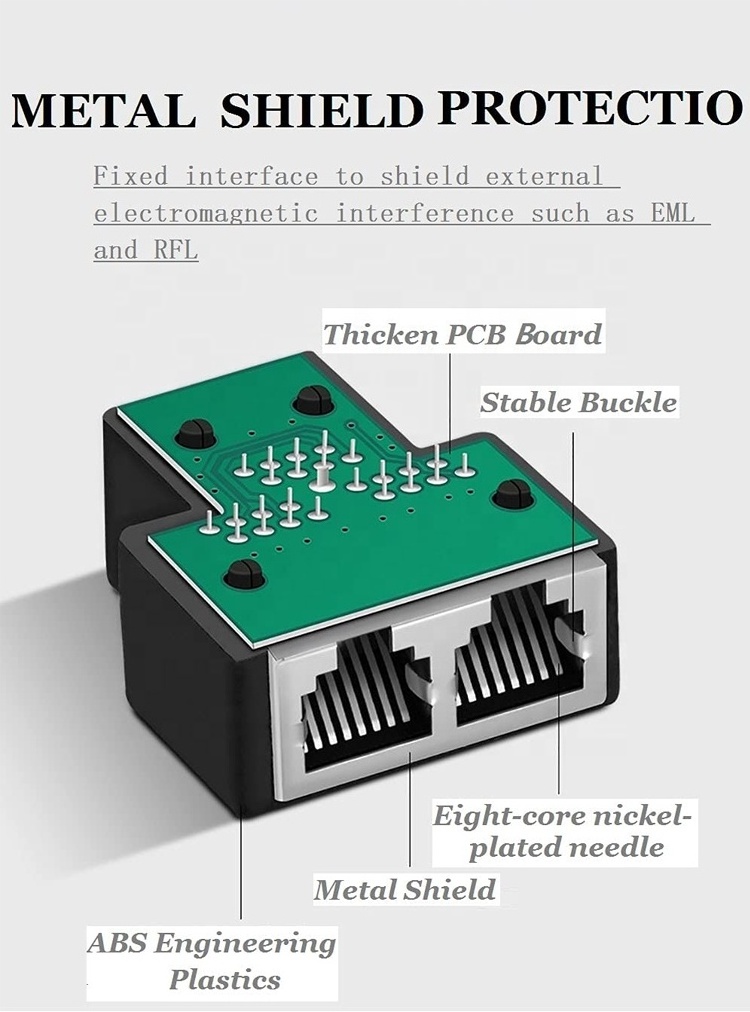 Y Shape 1 to 2 Female RJ45 Connector Socket Ethernet Lan Network Adapter RJ45 Splitter