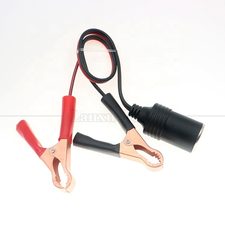 12V Battery Alligator Clips Clamp to Car Cigarette Lighter Female Socket Adapter Power Cable