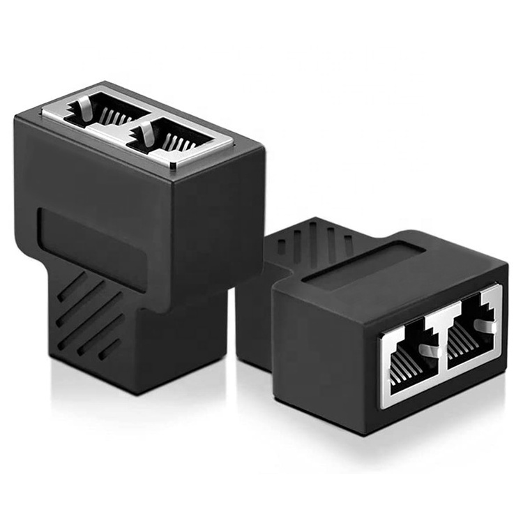 1 to 2 Female Plug RJ45 Connector Socket Ethernet Lan Network Adapter RJ45 Coupler Splitter