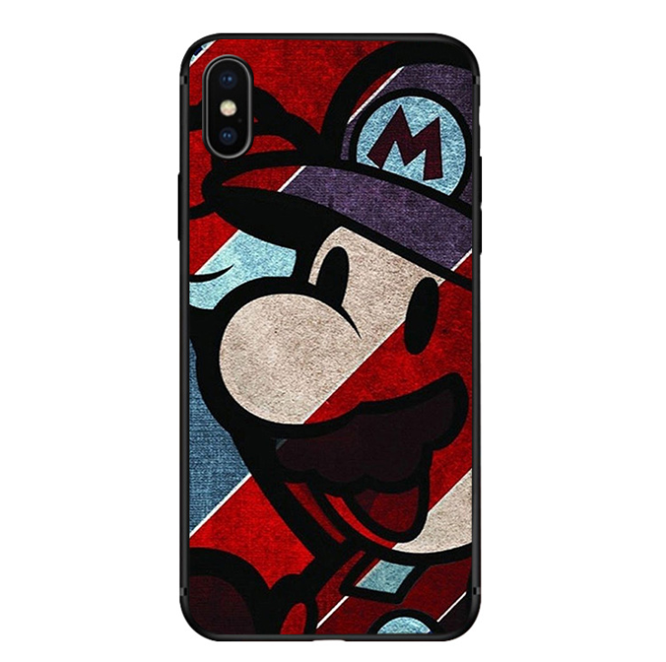 UFOGIFT Fashion Phone Case Cute Cartoon Super Mario Phone Cover Slim Fit Black Protective TPU Case