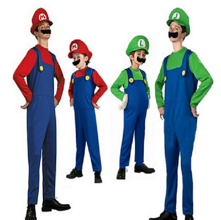 UFOGIFT Halloween Costumes Funny Super Mario Luigi Brother Costume Kids Children Boys Girls Fantasia Cosplay Jumpsuit