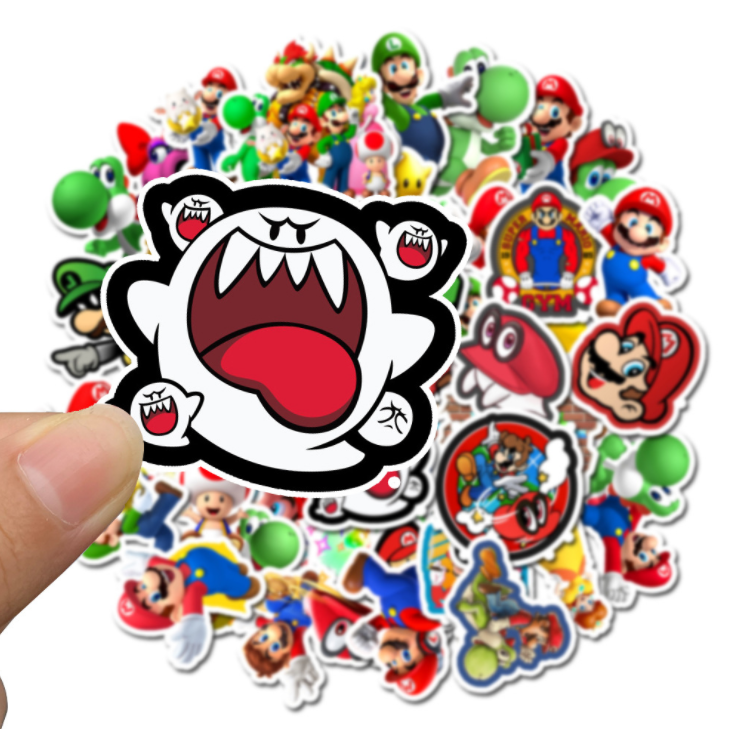 UFOGIFT 50pcs Anime Game Mario Cartoon Sticker Waterproof Suitcase DIY Laptop Guitar Skateboard Toy Lovely Stickers