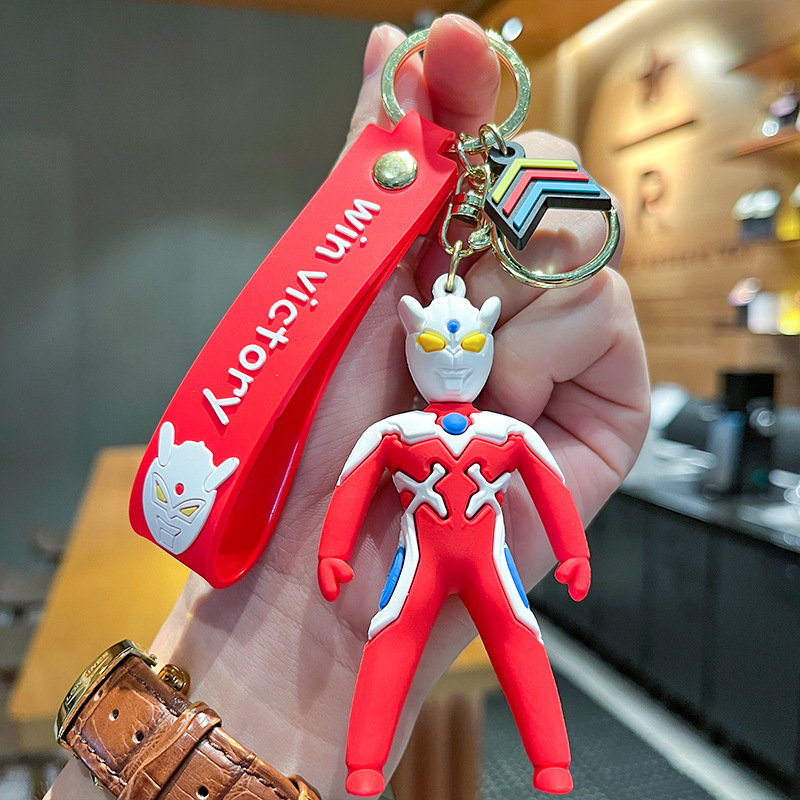 Accessories Cartoon Silicone Ultraman Keychain Creative Car Holder Bag Wallet Pendant Cerro Ultraman Keyring