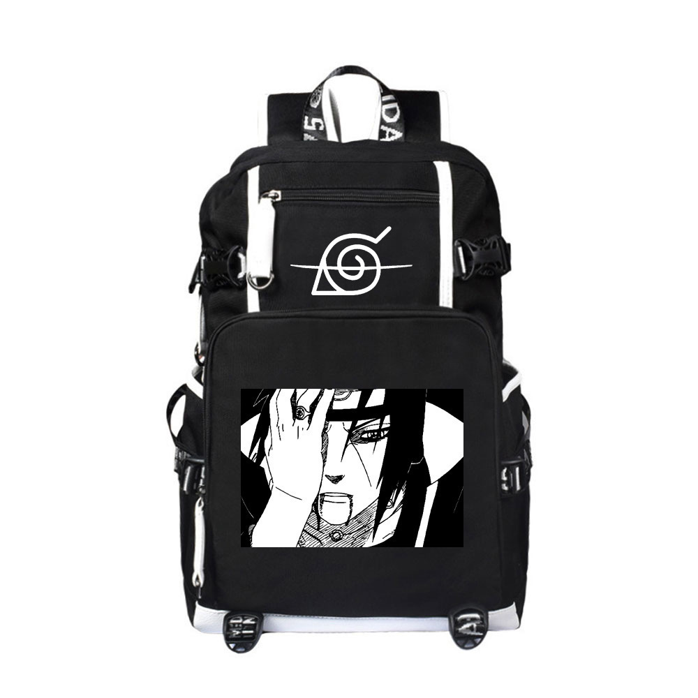 16 Styles Kakashi Backpack Anime Canvas School Students Bag Sakura Uchiha Sasuke Hatake Uzumaki Backpack With USB Charging