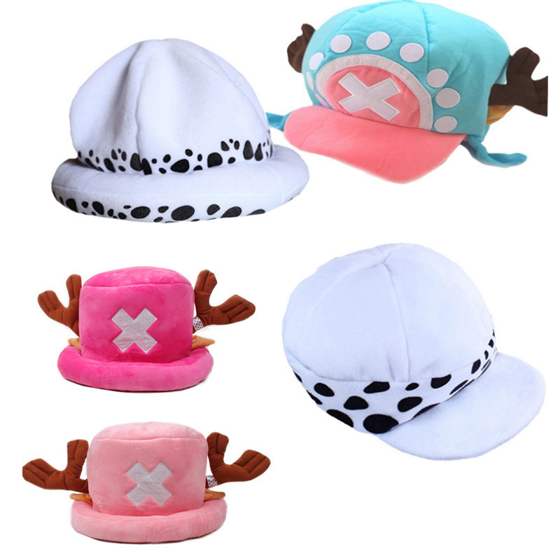 Furry Bucket Hat Anime Luffy Trafalgar Law Sign Skull Head Baseball Caps Sunhat Chopper Cosplay Hat