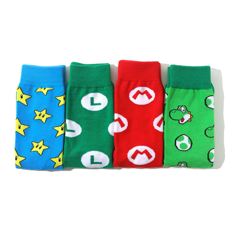 Super Mario Adult Mario And Luigi Character Costume Mario Crew Socks For Men Women