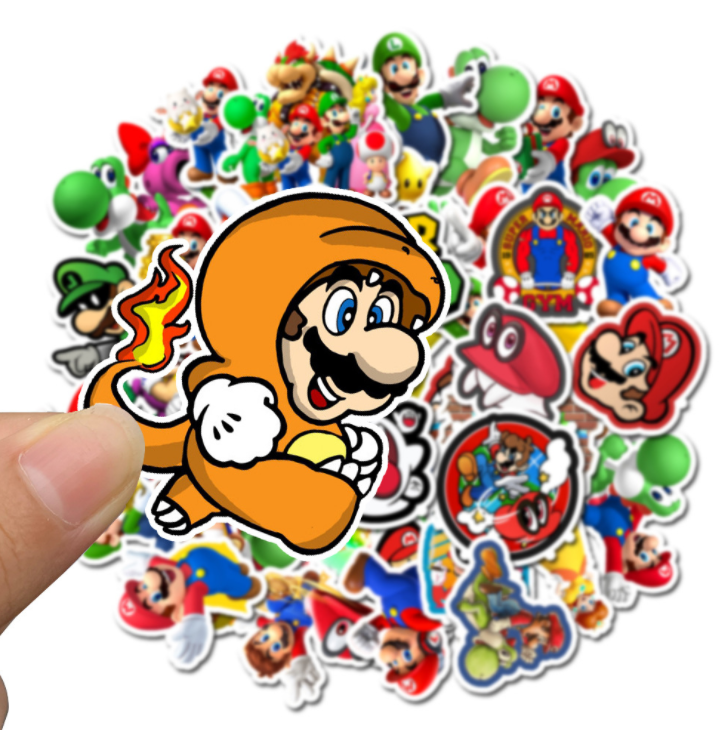 UFOGIFT 50pcs Anime Game Mario Cartoon Sticker Waterproof Suitcase DIY Laptop Guitar Skateboard Toy Lovely Stickers