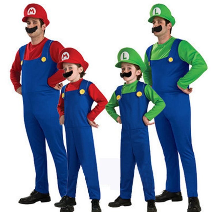 UFOGIFT Halloween Costumes Funny Super Mario Luigi Brother Costume Kids Children Boys Girls Fantasia Cosplay Jumpsuit