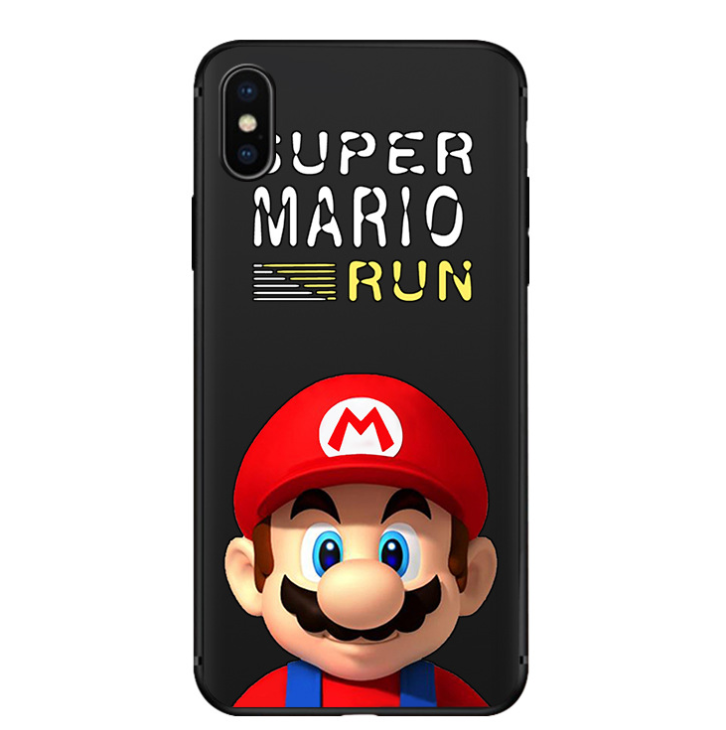 UFOGIFT Fashion Phone Case Cute Cartoon Super Mario Phone Cover Slim Fit Black Protective TPU Case