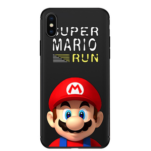 UFOGIFT Fashion Phone Case Cute Cartoon Super Mario Phone Cover Slim Fit Black Protective TPU Case