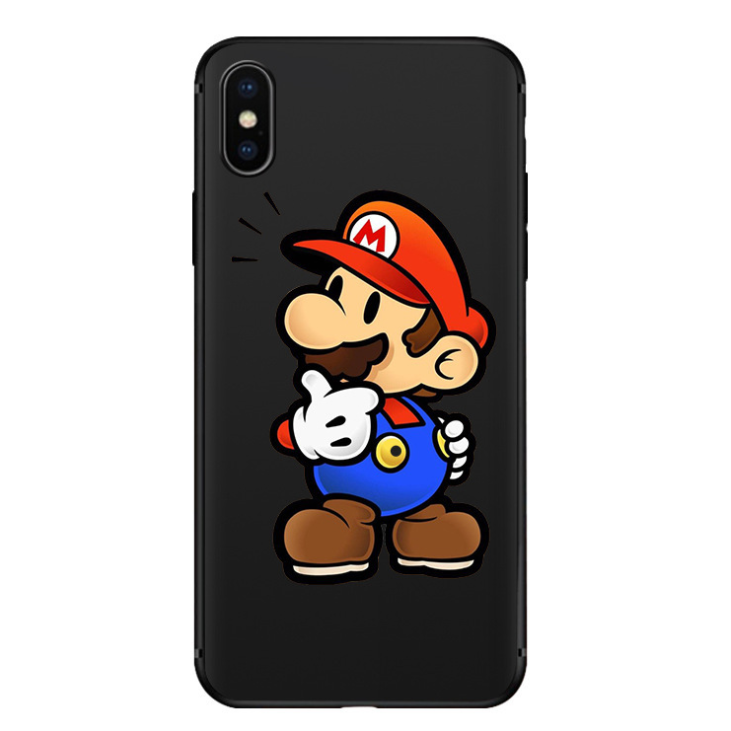 UFOGIFT Fashion Phone Case Cute Cartoon Super Mario Phone Cover Slim Fit Black Protective TPU Case