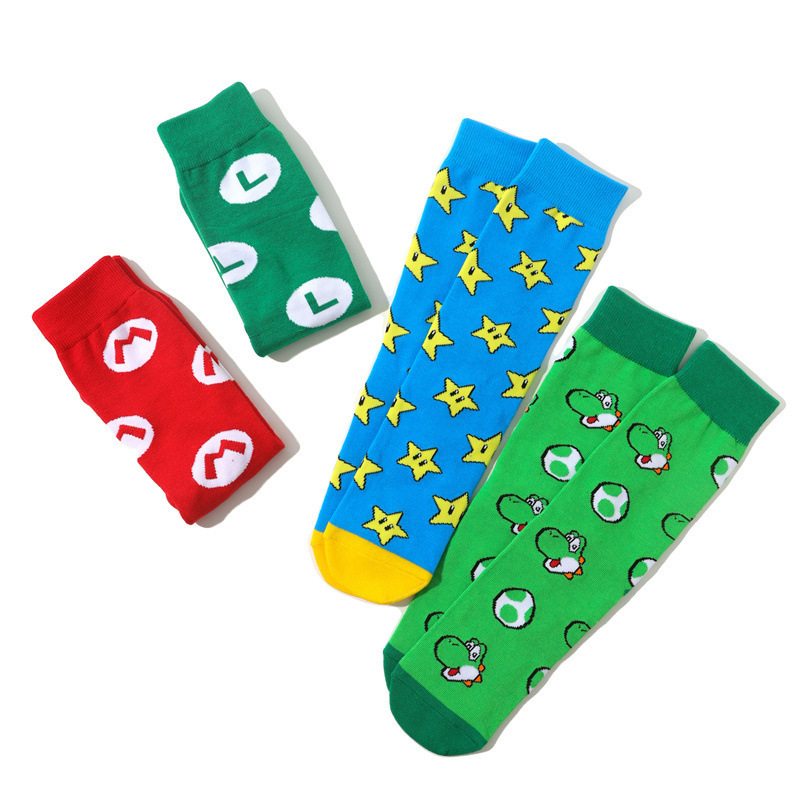 Super Mario Adult Mario And Luigi Character Costume Mario Crew Socks For Men Women