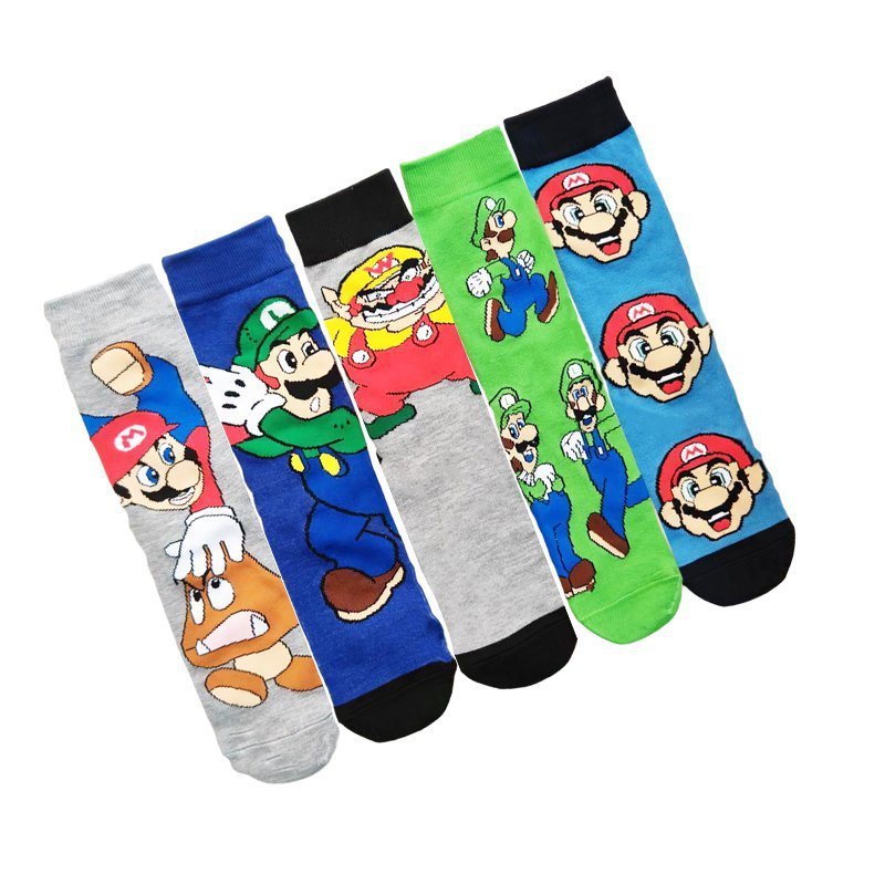 Mario And Luigi Character Costume Mario Crew Socks For Men Women Super Mario Cotton Cheap Sock