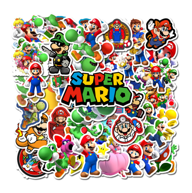 UFOGIFT 50pcs Anime Game Mario Cartoon Sticker Waterproof Suitcase DIY Laptop Guitar Skateboard Toy Lovely Stickers