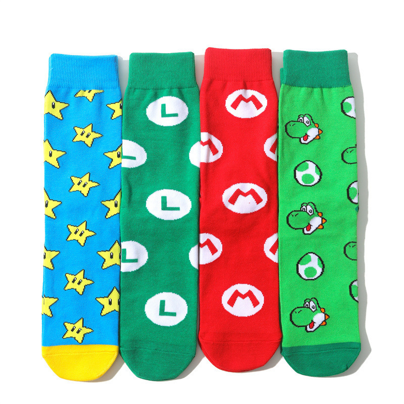 Super Mario Adult Mario And Luigi Character Costume Mario Crew Socks For Men Women