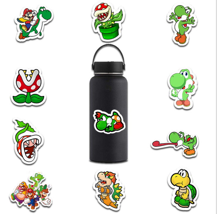 UFOGIFT 50Pcs Classic Game Super Mario Cartoon Stickers Luggage Laptop Bicycle Motorcycle Notebook Waterproof Toys Stickers