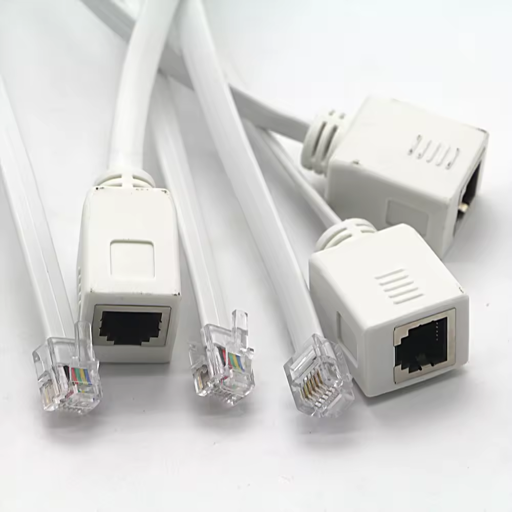 Rj12 6P6C Male to Rj45 Cat5 Ethernet 6P6C Female Flat Network Adapter Cable for Telephone