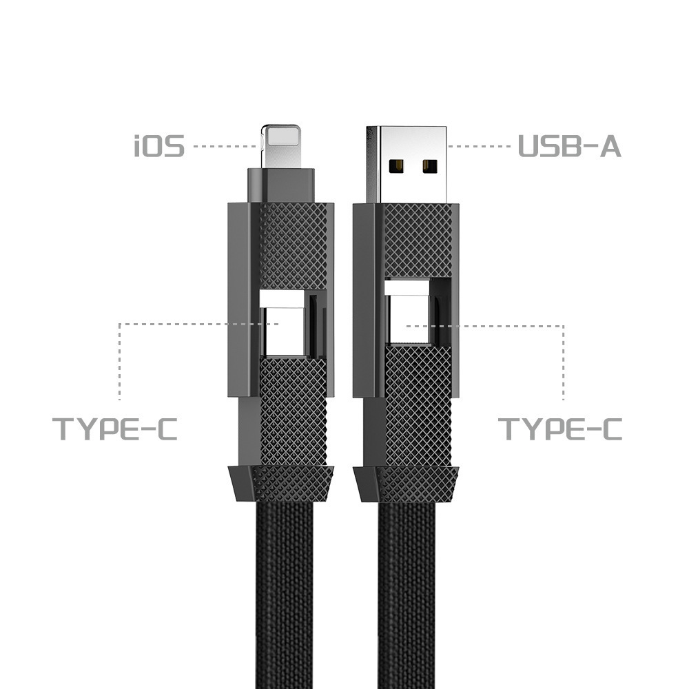 Multi-function 4 in 1 cable PD fast charging transfer data USB A Type C 60W  27W data cable