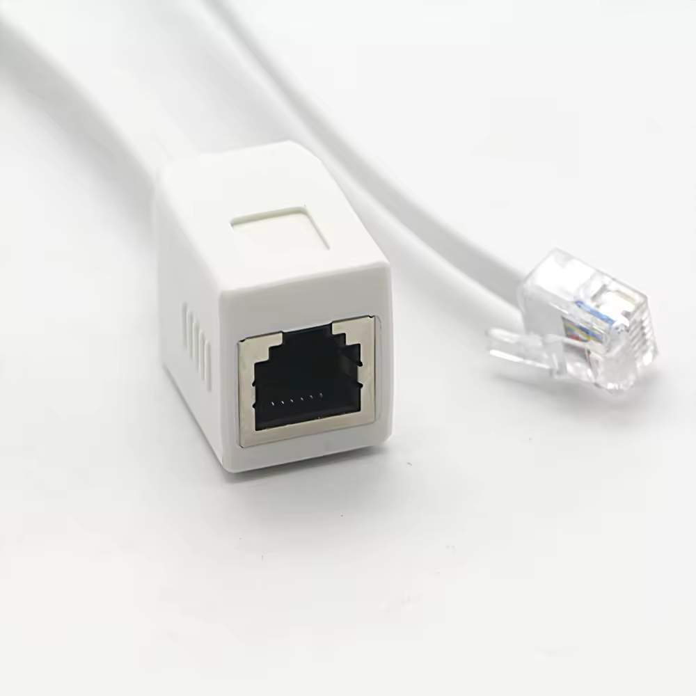 Rj12 6P6C Male to Rj45 Cat5 Ethernet 6P6C Female Flat Network Adapter Cable for Telephone