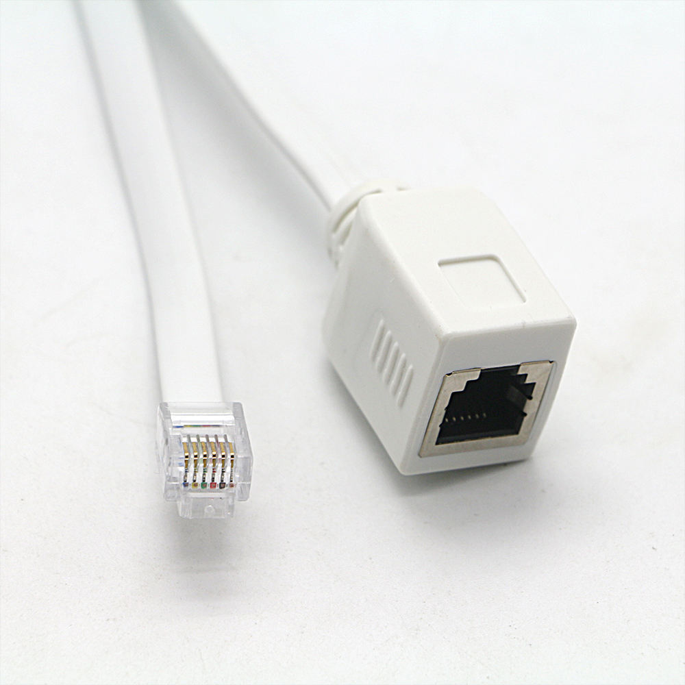 Rj12 6P6C Male to Rj45 Cat5 Ethernet 6P6C Female Flat Network Adapter Cable for Telephone