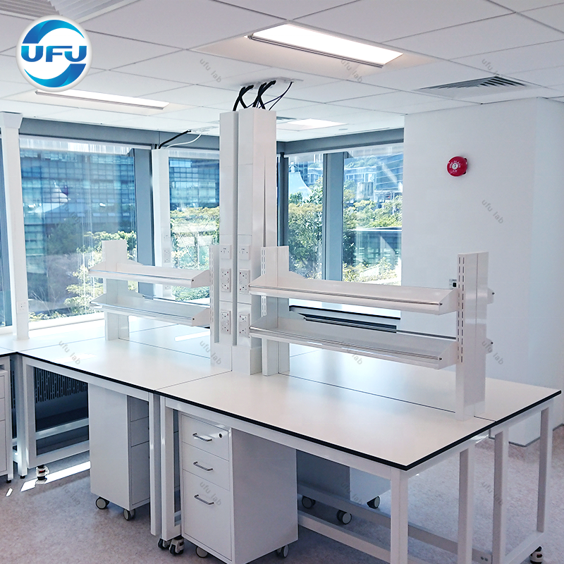 UFU Medical Laboratory Workbench With Reagent Rack And Metal Cabinet