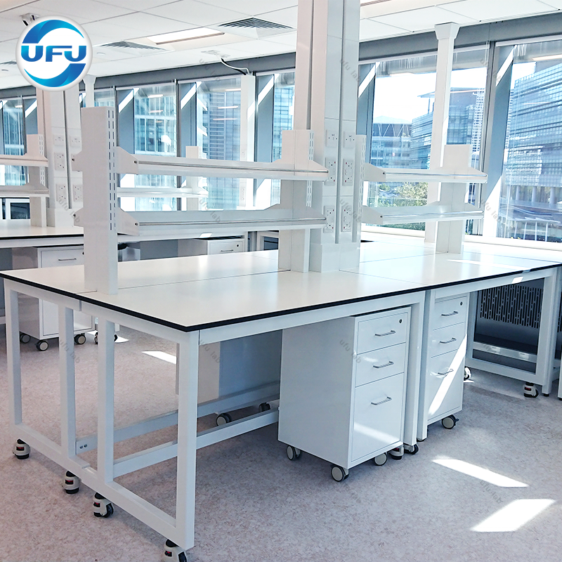 UFU Medical Laboratory Workbench With Reagent Rack And Metal Cabinet