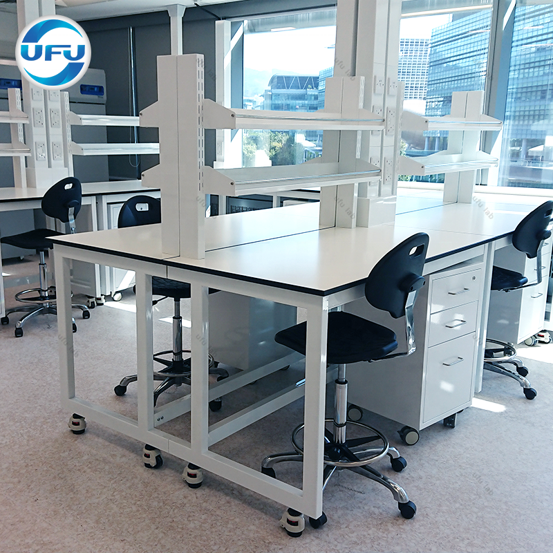 UFU Medical Laboratory Workbench With Reagent Rack And Metal Cabinet