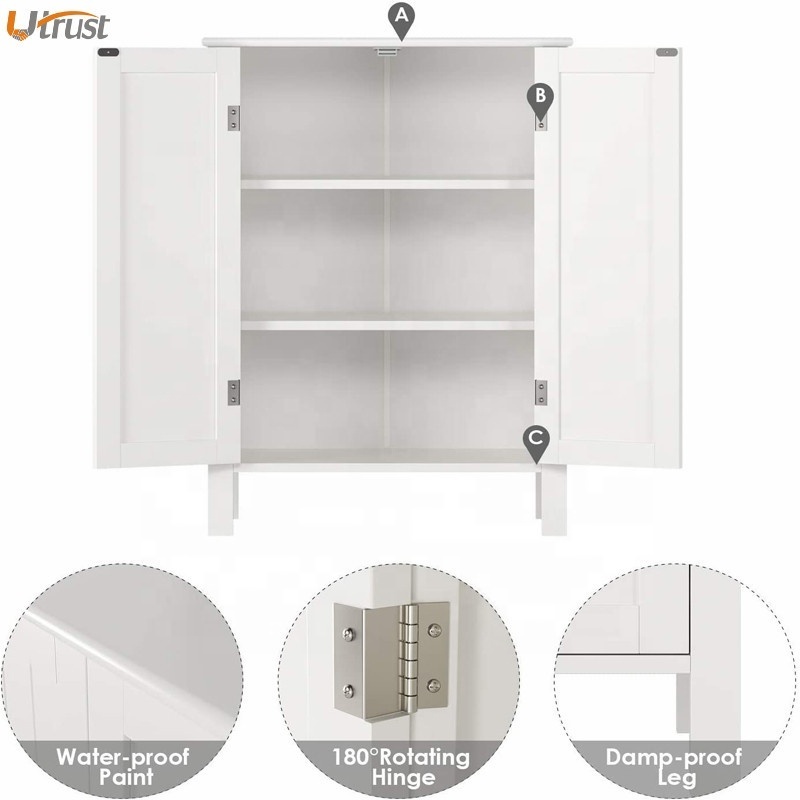 Multifunctional cheap discounted white mdf solid wood modern bathroom vanity cabinet under sink cabinet bathroom cabinet